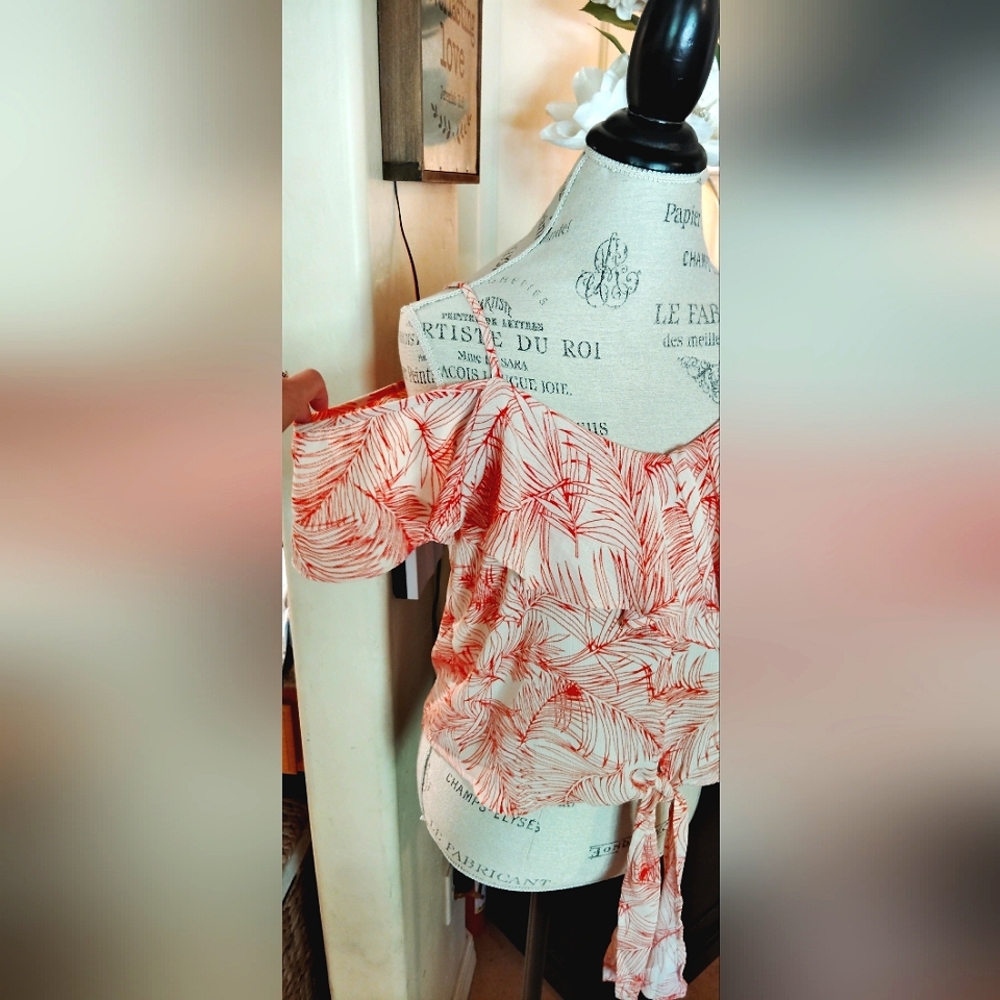 Sweet Rain Tropical Off-Shoulder Top - Picture 3 of 7